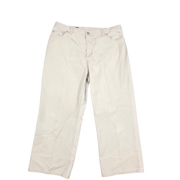 Lands End Khakis Cropped Pants Womens 12 Beige Tan Cotton Blend Pants - Picture 2 of 11